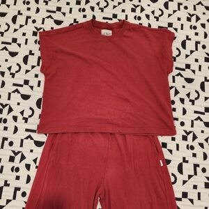 RARE Crayon Red Le Bon Shoppe Jeanne Tee & Balloon Pants Set